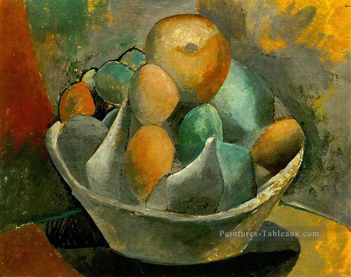 Compotier et fruits 1908 cubisme Pablo Picasso Peintures à l'huile